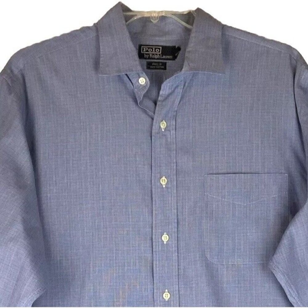 Polo Ralph Lauren Philip Dress Shirt 17.5x34 Blue Plaid Business Career